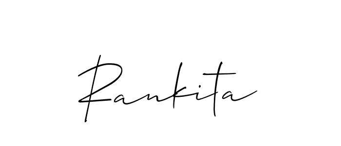 The best way (Allison_Script) to make a short signature is to pick only two or three words in your name. The name Rankita include a total of six letters. For converting this name. Rankita signature style 2 images and pictures png