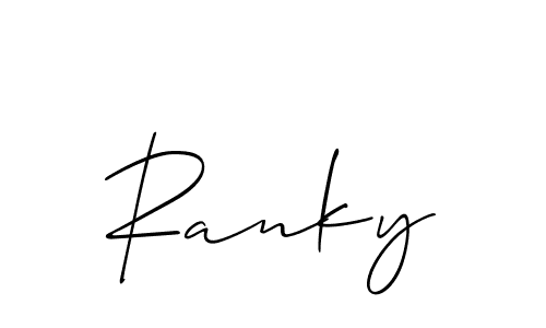 Design your own signature with our free online signature maker. With this signature software, you can create a handwritten (Allison_Script) signature for name Ranky. Ranky signature style 2 images and pictures png