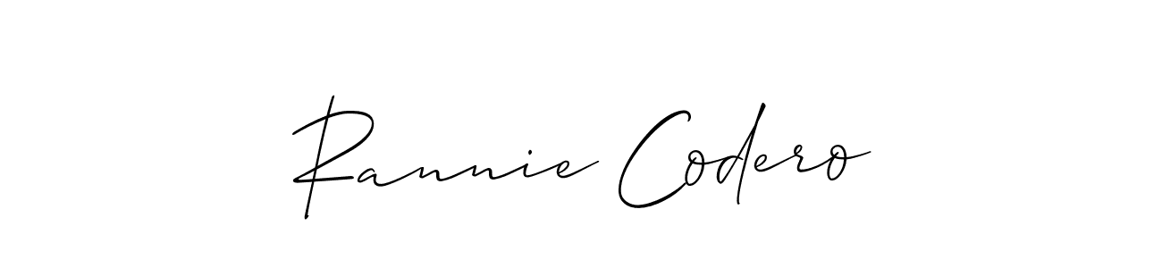 It looks lik you need a new signature style for name Rannie Codero. Design unique handwritten (Allison_Script) signature with our free signature maker in just a few clicks. Rannie Codero signature style 2 images and pictures png