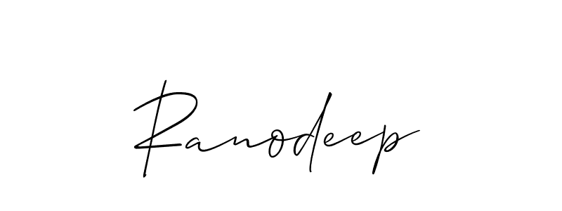 Create a beautiful signature design for name Ranodeep. With this signature (Allison_Script) fonts, you can make a handwritten signature for free. Ranodeep signature style 2 images and pictures png