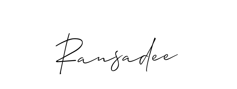 Design your own signature with our free online signature maker. With this signature software, you can create a handwritten (Allison_Script) signature for name Ransadee. Ransadee signature style 2 images and pictures png