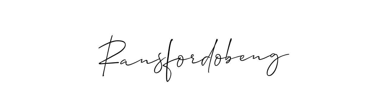 How to make Ransfordobeng name signature. Use Allison_Script style for creating short signs online. This is the latest handwritten sign. Ransfordobeng signature style 2 images and pictures png