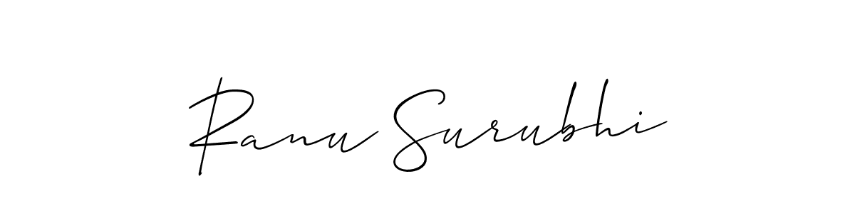 Also we have Ranu Surubhi name is the best signature style. Create professional handwritten signature collection using Allison_Script autograph style. Ranu Surubhi signature style 2 images and pictures png
