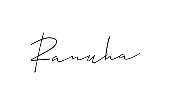 Similarly Allison_Script is the best handwritten signature design. Signature creator online .You can use it as an online autograph creator for name Ranuha. Ranuha signature style 2 images and pictures png