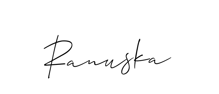 Use a signature maker to create a handwritten signature online. With this signature software, you can design (Allison_Script) your own signature for name Ranuska. Ranuska signature style 2 images and pictures png