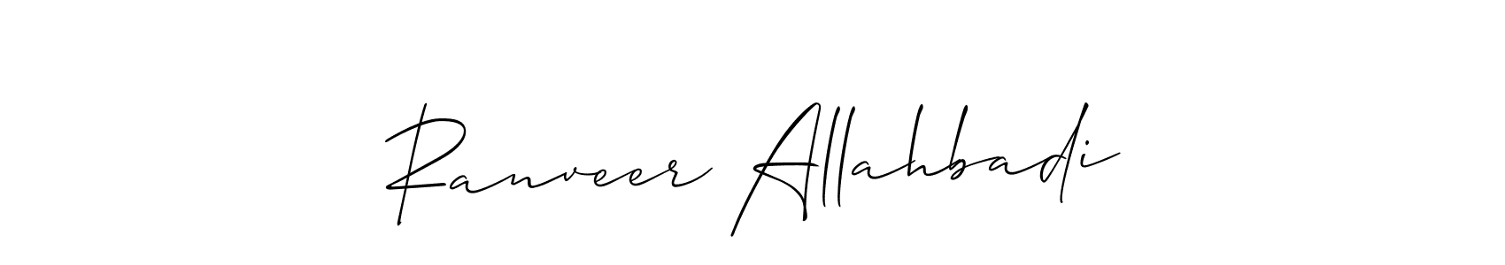 How to make Ranveer Allahbadi name signature. Use Allison_Script style for creating short signs online. This is the latest handwritten sign. Ranveer Allahbadi signature style 2 images and pictures png