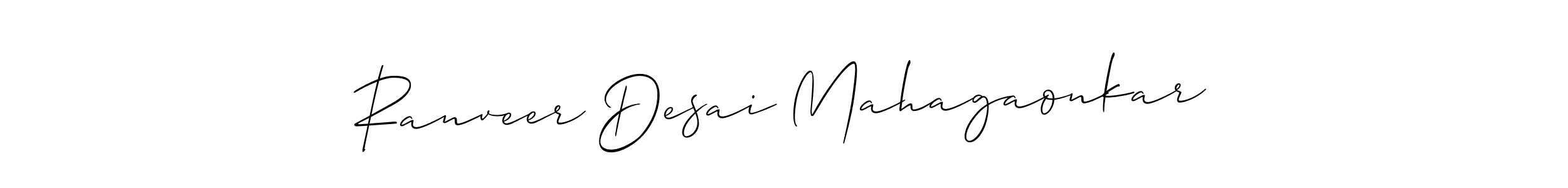 How to make Ranveer Desai Mahagaonkar name signature. Use Allison_Script style for creating short signs online. This is the latest handwritten sign. Ranveer Desai Mahagaonkar signature style 2 images and pictures png