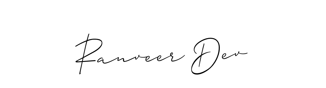 How to make Ranveer Dev signature? Allison_Script is a professional autograph style. Create handwritten signature for Ranveer Dev name. Ranveer Dev signature style 2 images and pictures png