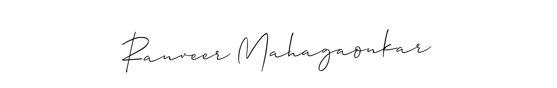 How to make Ranveer Mahagaonkar name signature. Use Allison_Script style for creating short signs online. This is the latest handwritten sign. Ranveer Mahagaonkar signature style 2 images and pictures png