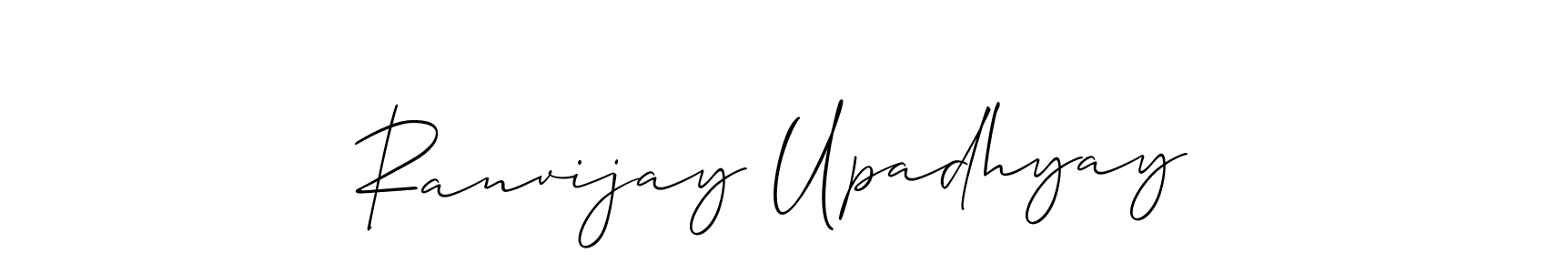 How to make Ranvijay Upadhyay name signature. Use Allison_Script style for creating short signs online. This is the latest handwritten sign. Ranvijay Upadhyay signature style 2 images and pictures png