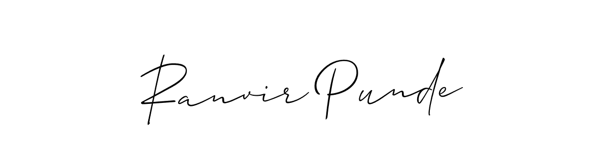 The best way (Allison_Script) to make a short signature is to pick only two or three words in your name. The name Ranvir Punde include a total of six letters. For converting this name. Ranvir Punde signature style 2 images and pictures png