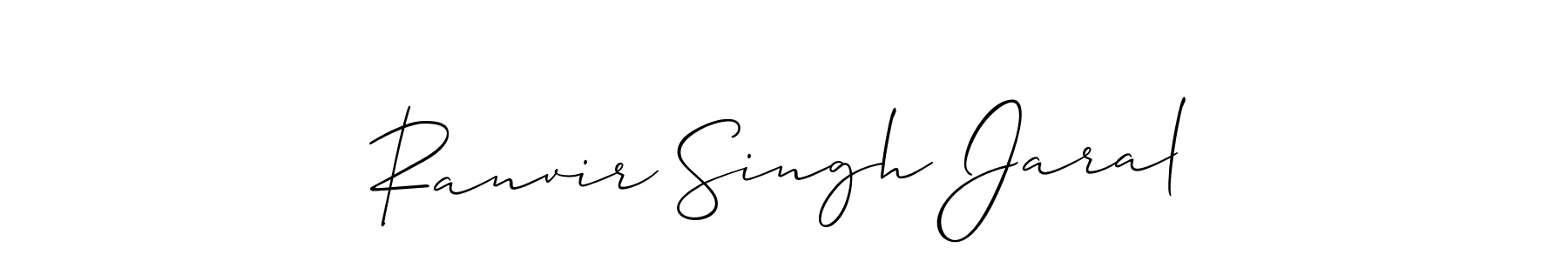 The best way (Allison_Script) to make a short signature is to pick only two or three words in your name. The name Ranvir Singh Jaral include a total of six letters. For converting this name. Ranvir Singh Jaral signature style 2 images and pictures png