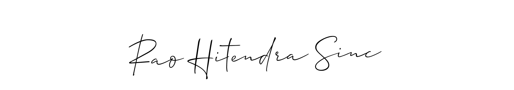 Use a signature maker to create a handwritten signature online. With this signature software, you can design (Allison_Script) your own signature for name Rao Hitendra Sinc. Rao Hitendra Sinc signature style 2 images and pictures png