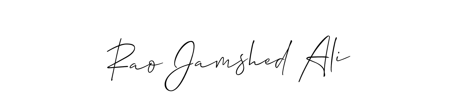 Also You can easily find your signature by using the search form. We will create Rao Jamshed Ali name handwritten signature images for you free of cost using Allison_Script sign style. Rao Jamshed Ali signature style 2 images and pictures png