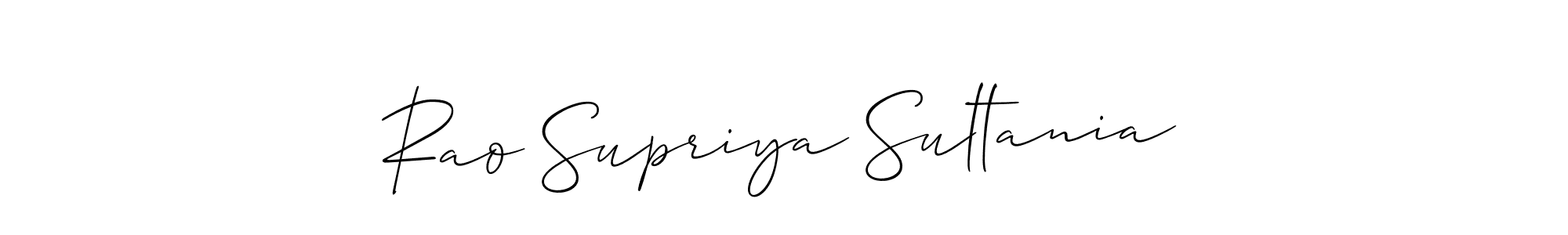 Similarly Allison_Script is the best handwritten signature design. Signature creator online .You can use it as an online autograph creator for name Rao Supriya Sultania. Rao Supriya Sultania signature style 2 images and pictures png