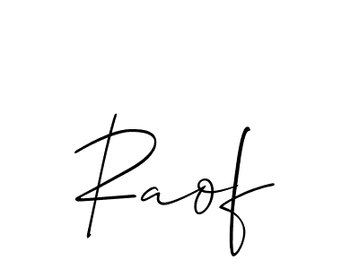 It looks lik you need a new signature style for name Raof. Design unique handwritten (Allison_Script) signature with our free signature maker in just a few clicks. Raof signature style 2 images and pictures png