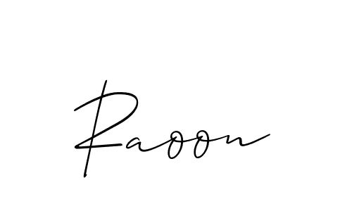 Raoon stylish signature style. Best Handwritten Sign (Allison_Script) for my name. Handwritten Signature Collection Ideas for my name Raoon. Raoon signature style 2 images and pictures png