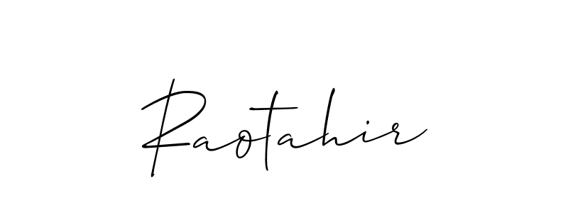 How to make Raotahir name signature. Use Allison_Script style for creating short signs online. This is the latest handwritten sign. Raotahir signature style 2 images and pictures png