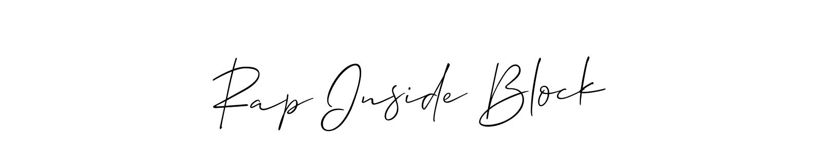 This is the best signature style for the Rap Inside Block name. Also you like these signature font (Allison_Script). Mix name signature. Rap Inside Block signature style 2 images and pictures png