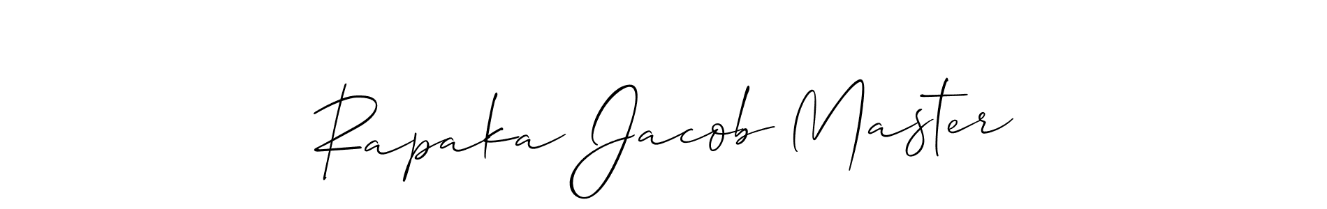 How to make Rapaka Jacob Master name signature. Use Allison_Script style for creating short signs online. This is the latest handwritten sign. Rapaka Jacob Master signature style 2 images and pictures png