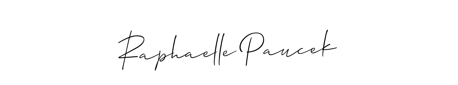 You should practise on your own different ways (Allison_Script) to write your name (Raphaelle Paucek) in signature. don't let someone else do it for you. Raphaelle Paucek signature style 2 images and pictures png