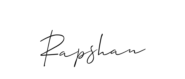 Use a signature maker to create a handwritten signature online. With this signature software, you can design (Allison_Script) your own signature for name Rapshan. Rapshan signature style 2 images and pictures png