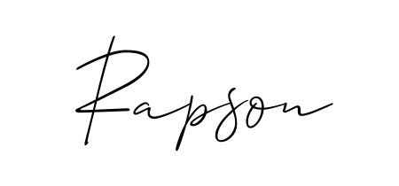 You should practise on your own different ways (Allison_Script) to write your name (Rapson) in signature. Don't let someone else do it for you. Rapson signature style 2 images and pictures png