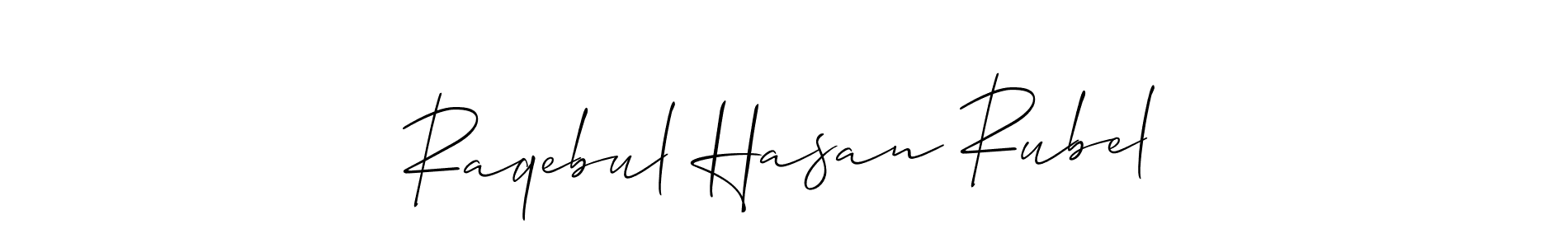 The best way (Allison_Script) to make a short signature is to pick only two or three words in your name. The name Raqebul Hasan Rubel include a total of six letters. For converting this name. Raqebul Hasan Rubel signature style 2 images and pictures png
