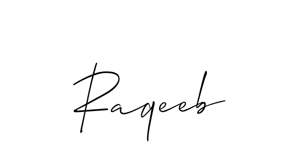 How to make Raqeeb name signature. Use Allison_Script style for creating short signs online. This is the latest handwritten sign. Raqeeb signature style 2 images and pictures png