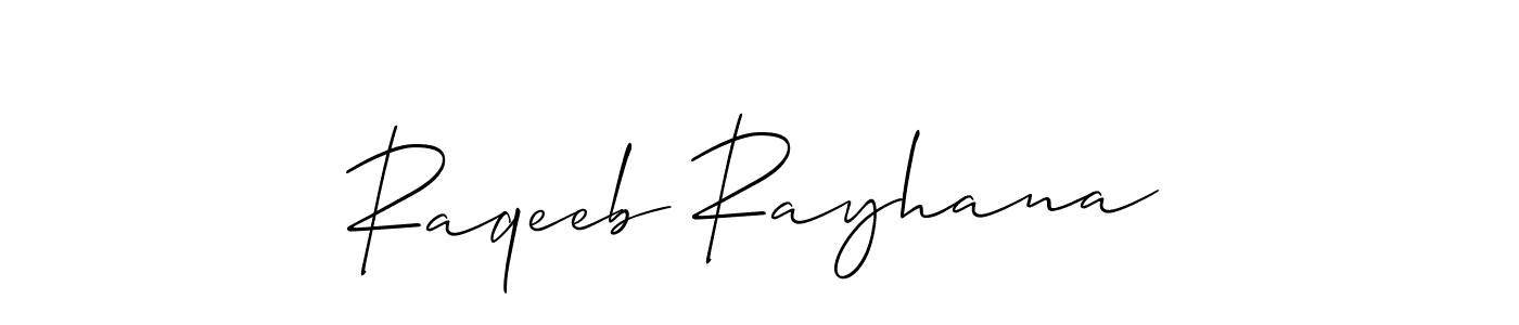 You should practise on your own different ways (Allison_Script) to write your name (Raqeeb Rayhana) in signature. don't let someone else do it for you. Raqeeb Rayhana signature style 2 images and pictures png