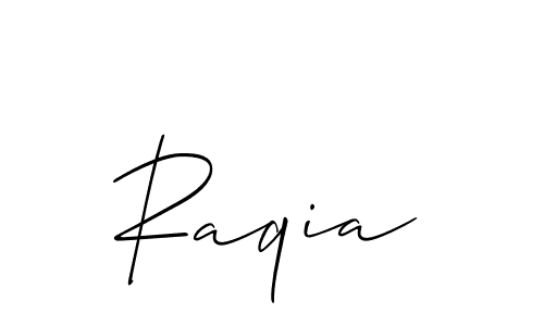 Make a beautiful signature design for name Raqia. With this signature (Allison_Script) style, you can create a handwritten signature for free. Raqia signature style 2 images and pictures png