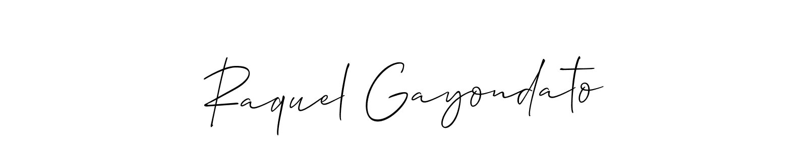 Also we have Raquel Gayondato name is the best signature style. Create professional handwritten signature collection using Allison_Script autograph style. Raquel Gayondato signature style 2 images and pictures png