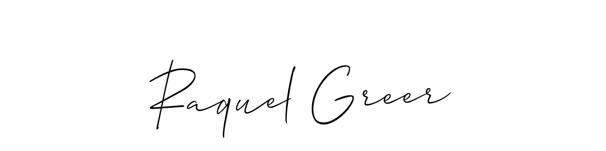 Allison_Script is a professional signature style that is perfect for those who want to add a touch of class to their signature. It is also a great choice for those who want to make their signature more unique. Get Raquel Greer name to fancy signature for free. Raquel Greer signature style 2 images and pictures png