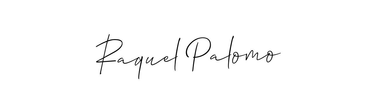 It looks lik you need a new signature style for name Raquel Palomo. Design unique handwritten (Allison_Script) signature with our free signature maker in just a few clicks. Raquel Palomo signature style 2 images and pictures png