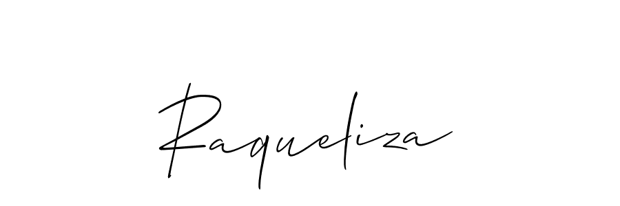 How to make Raqueliza name signature. Use Allison_Script style for creating short signs online. This is the latest handwritten sign. Raqueliza signature style 2 images and pictures png