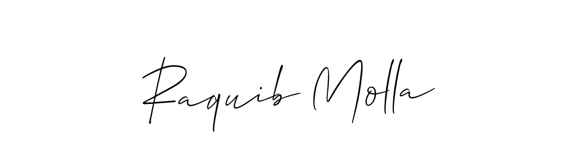 The best way (Allison_Script) to make a short signature is to pick only two or three words in your name. The name Raquib Molla include a total of six letters. For converting this name. Raquib Molla signature style 2 images and pictures png