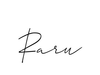 The best way (Allison_Script) to make a short signature is to pick only two or three words in your name. The name Raru include a total of six letters. For converting this name. Raru signature style 2 images and pictures png