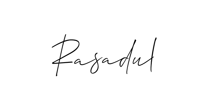 Use a signature maker to create a handwritten signature online. With this signature software, you can design (Allison_Script) your own signature for name Rasadul. Rasadul signature style 2 images and pictures png