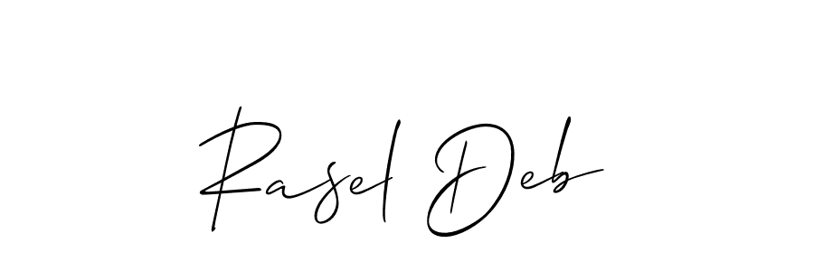 Use a signature maker to create a handwritten signature online. With this signature software, you can design (Allison_Script) your own signature for name Rasel Deb. Rasel Deb signature style 2 images and pictures png