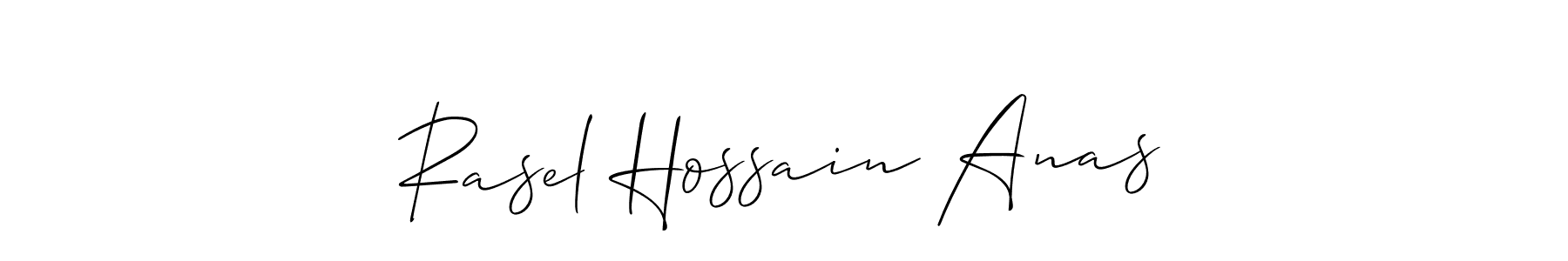 This is the best signature style for the Rasel Hossain Anas name. Also you like these signature font (Allison_Script). Mix name signature. Rasel Hossain Anas signature style 2 images and pictures png