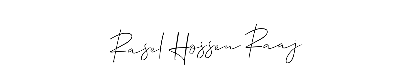 Similarly Allison_Script is the best handwritten signature design. Signature creator online .You can use it as an online autograph creator for name Rasel Hossen Raaj. Rasel Hossen Raaj signature style 2 images and pictures png