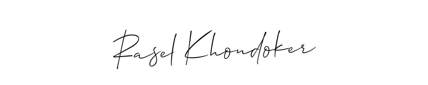 You should practise on your own different ways (Allison_Script) to write your name (Rasel Khondoker) in signature. don't let someone else do it for you. Rasel Khondoker signature style 2 images and pictures png