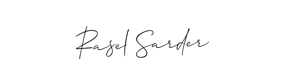 Create a beautiful signature design for name Rasel Sarder. With this signature (Allison_Script) fonts, you can make a handwritten signature for free. Rasel Sarder signature style 2 images and pictures png