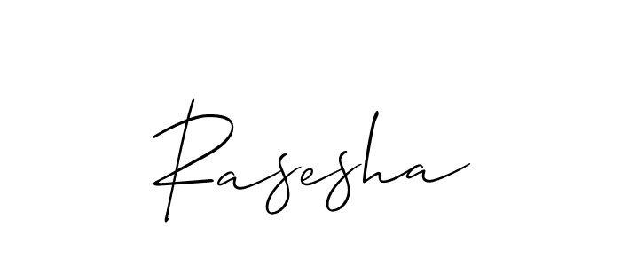 Use a signature maker to create a handwritten signature online. With this signature software, you can design (Allison_Script) your own signature for name Rasesha. Rasesha signature style 2 images and pictures png