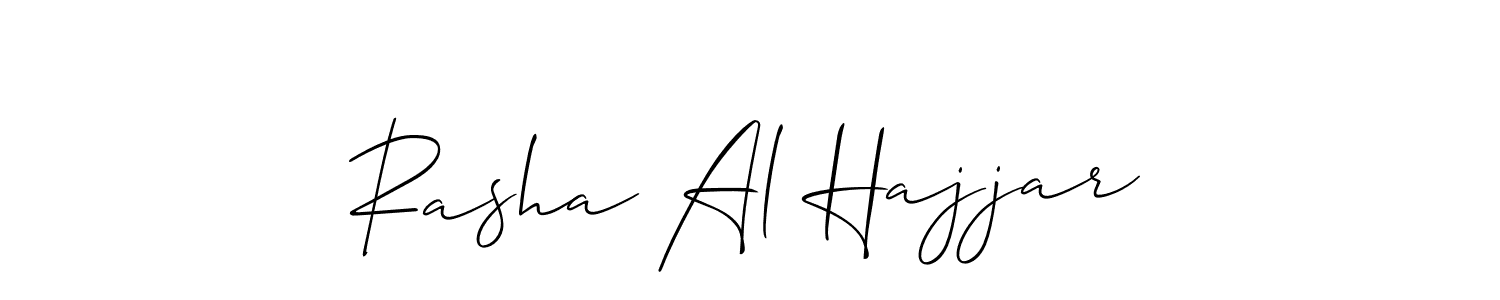 How to make Rasha Al Hajjar name signature. Use Allison_Script style for creating short signs online. This is the latest handwritten sign. Rasha Al Hajjar signature style 2 images and pictures png