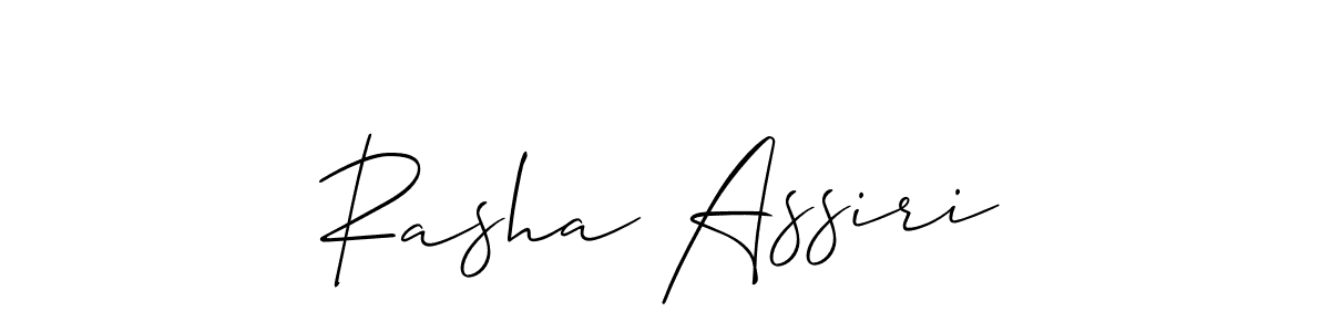 Make a beautiful signature design for name Rasha Assiri. With this signature (Allison_Script) style, you can create a handwritten signature for free. Rasha Assiri signature style 2 images and pictures png