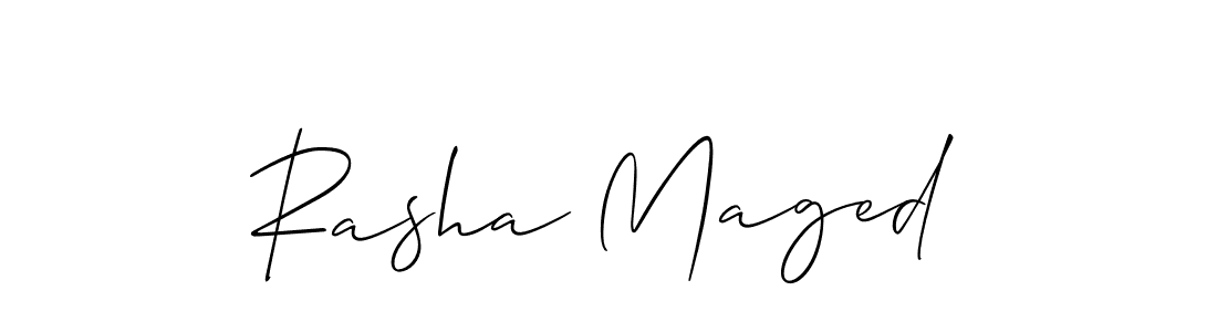 This is the best signature style for the Rasha Maged name. Also you like these signature font (Allison_Script). Mix name signature. Rasha Maged signature style 2 images and pictures png