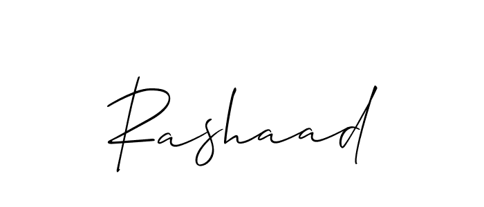 Use a signature maker to create a handwritten signature online. With this signature software, you can design (Allison_Script) your own signature for name Rashaad. Rashaad signature style 2 images and pictures png