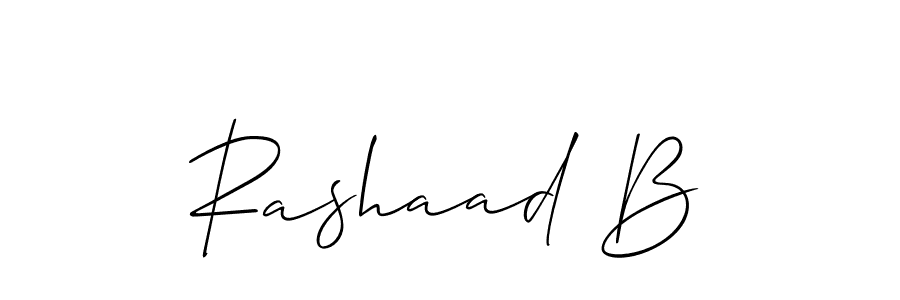 Create a beautiful signature design for name Rashaad B. With this signature (Allison_Script) fonts, you can make a handwritten signature for free. Rashaad B signature style 2 images and pictures png