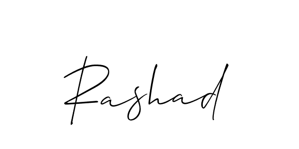 Make a beautiful signature design for name Rashad. With this signature (Allison_Script) style, you can create a handwritten signature for free. Rashad signature style 2 images and pictures png